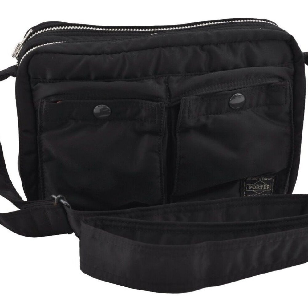 PORTER Vintage Nylon Shoulder Cross Body Bag Purse Black